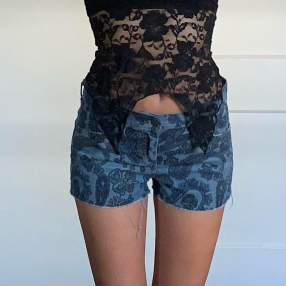 Citizens of Humanity blue paisley corduroy shorts